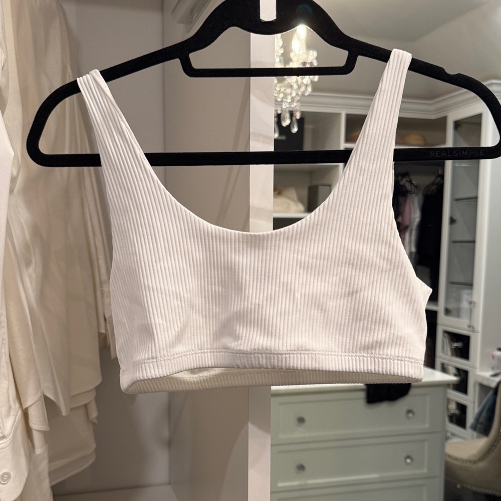 Carbon 38 ribbed white sports bra size m